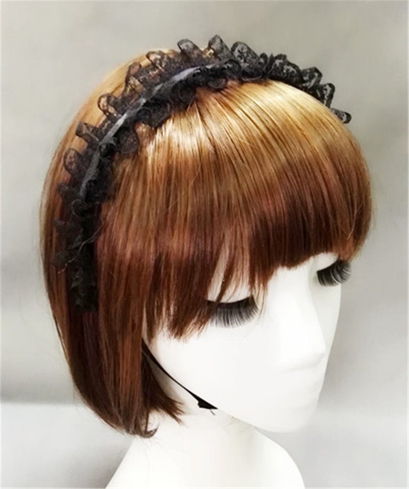 TanQiang Handmade Hair Accessory Headband Gothic lolita cosplay maid black and white lace hair trim hair hoop - Image 2